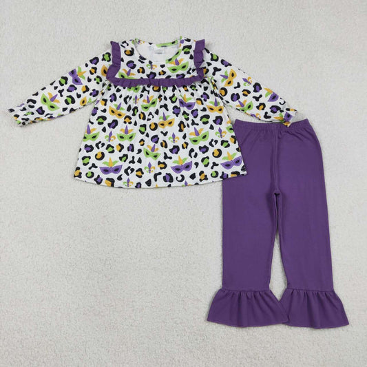 Mardi Gras Leopard Bell Pants Girls Set GLP2869