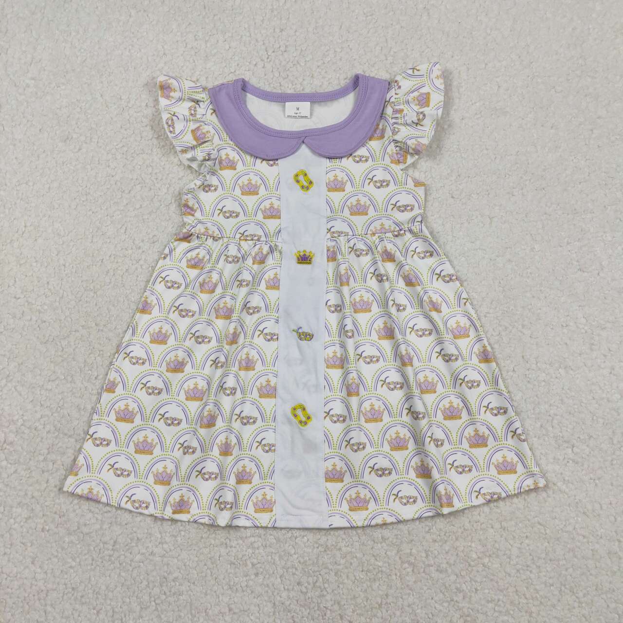 Mardi Gras embroidery Girls dress