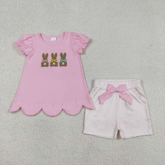 Easter Pink embroidered Bunny Girls Set GSSO2829