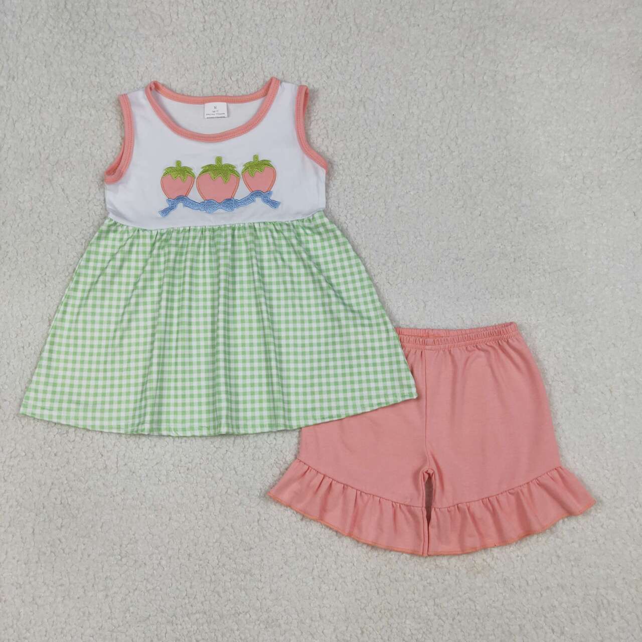 Strawberry embroidered sleeveless Girls Set GSSO2981
