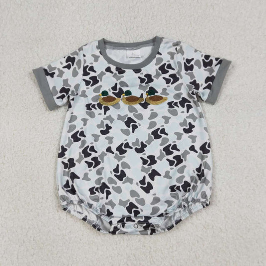 Grey Camo embroidered duck Baby Romper SR3571