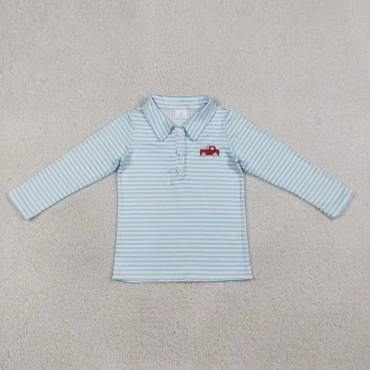 Valentine's Day blue striped embroidery Car Heart BT1573