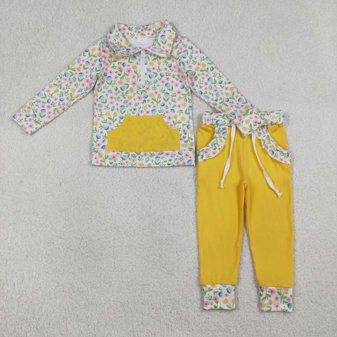 flower Print Yellow Long sleeve Girls Set GLP3280