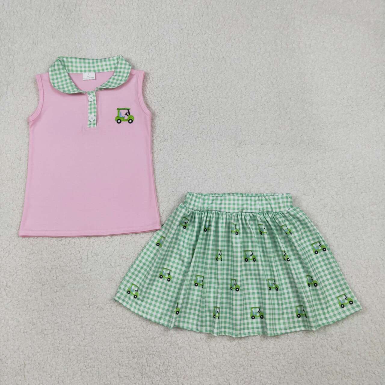 Golf pink embroidery girls skort set GLK0217