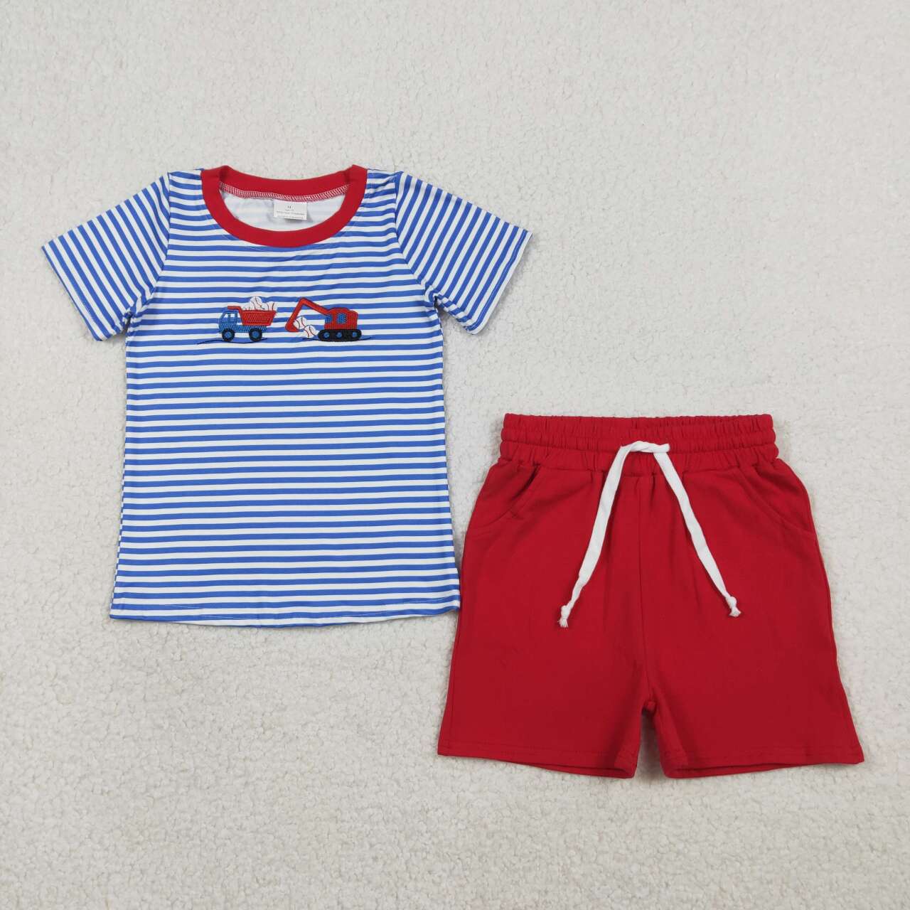 Blue striped embroidered baseball Boy Set BSSO1671