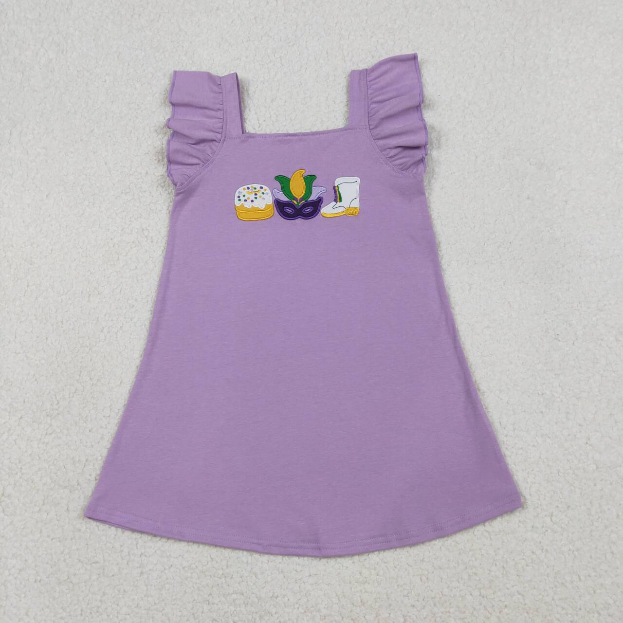 Mardi Gras Embroidery Girls Dress GSD3022