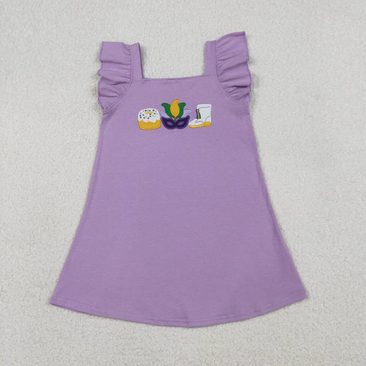 Mardi Gras Embroidery Girls Dress GSD3022