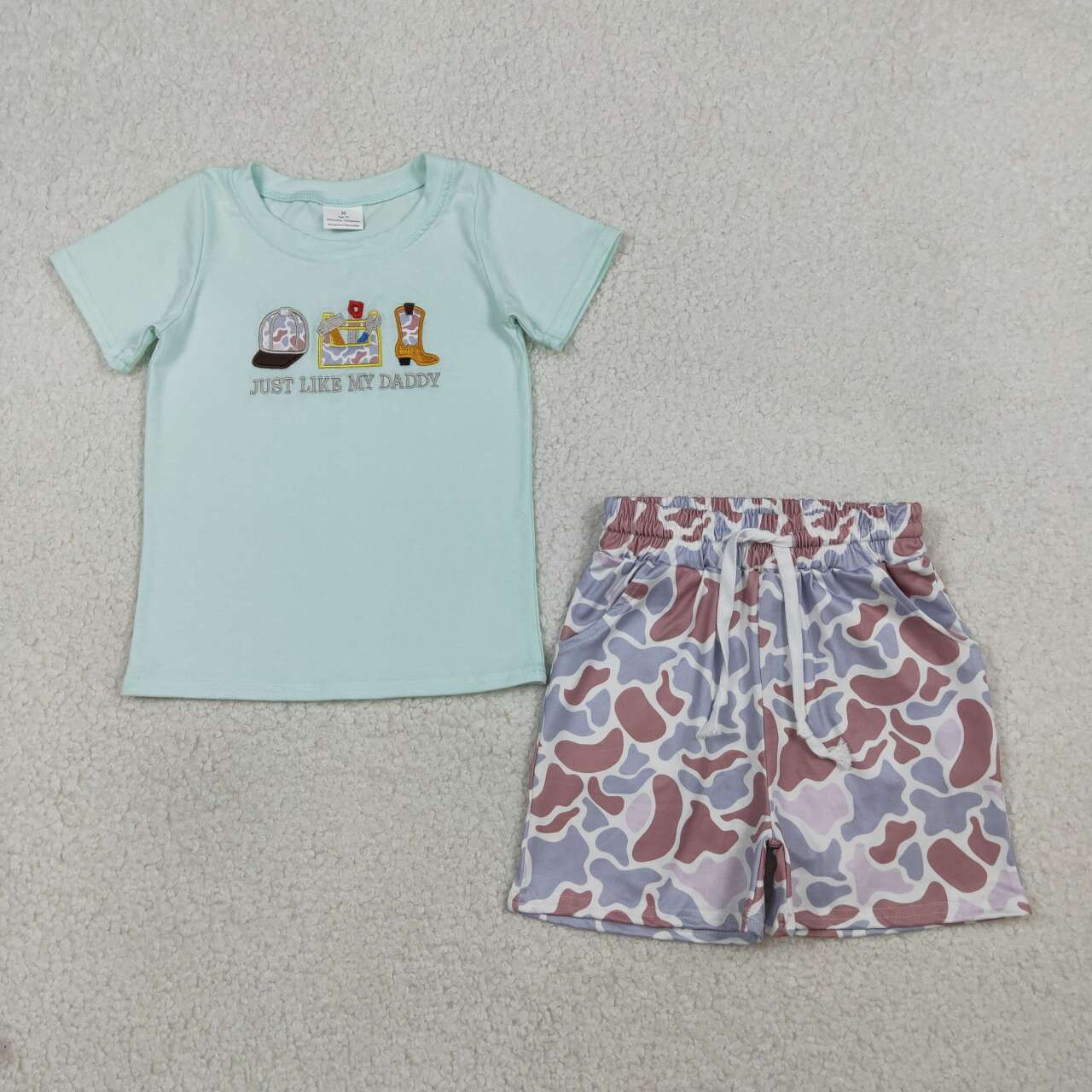 Boy's embroidery just like my Daddy short-sleeved Boy Set BSSO1710