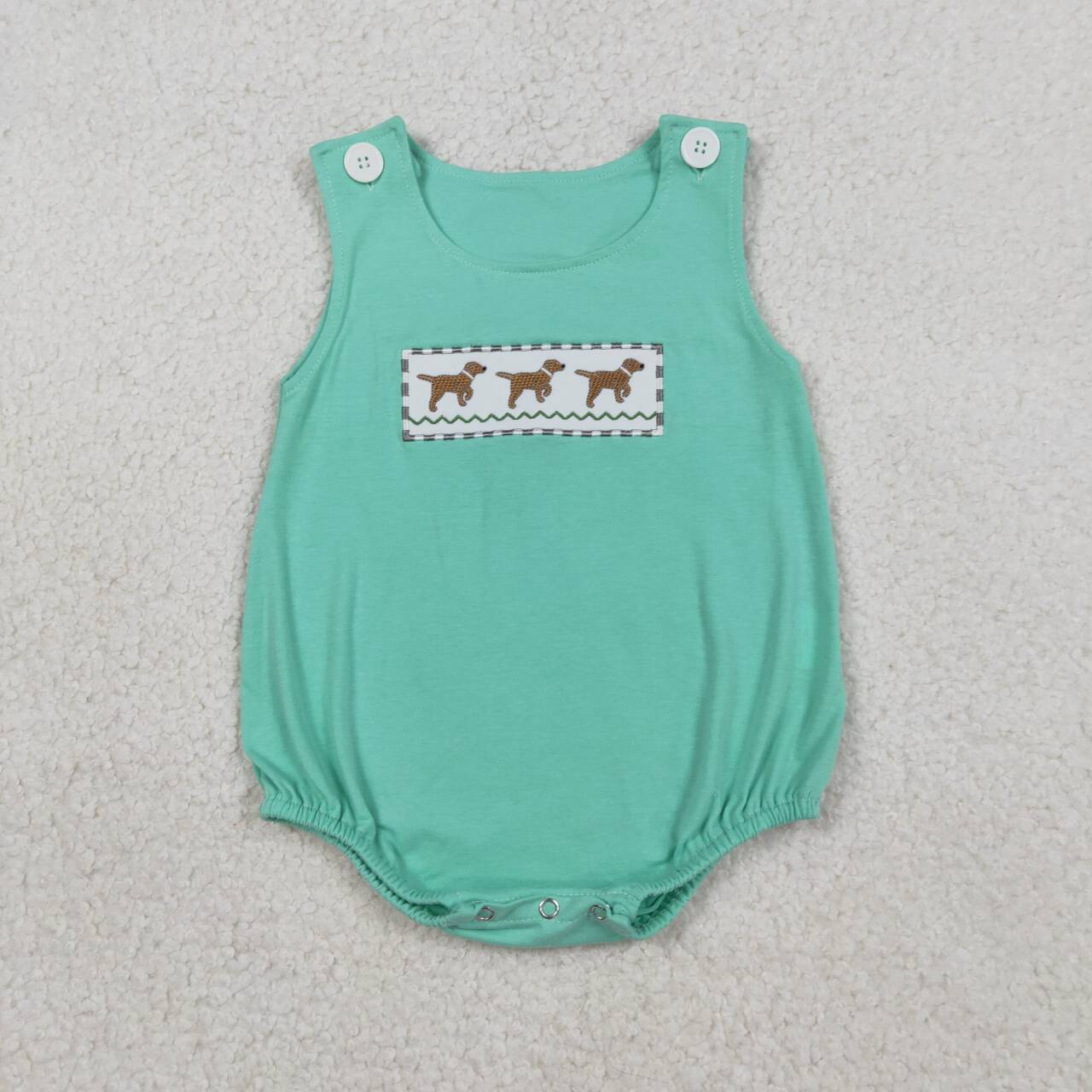 Embroidered dog sleeveless Baby Romper SR3559