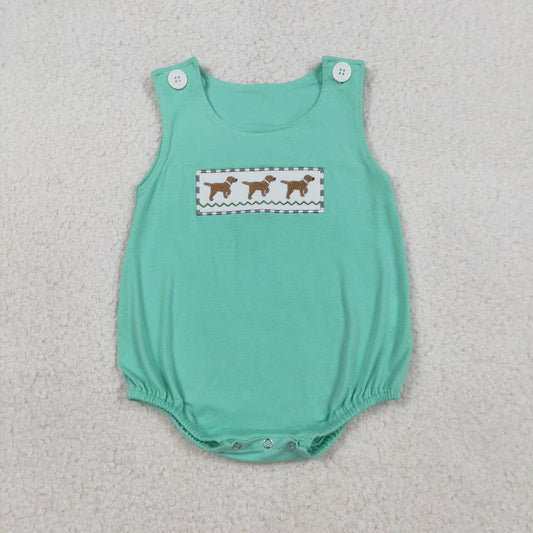 Embroidered dog sleeveless Baby Romper SR3559