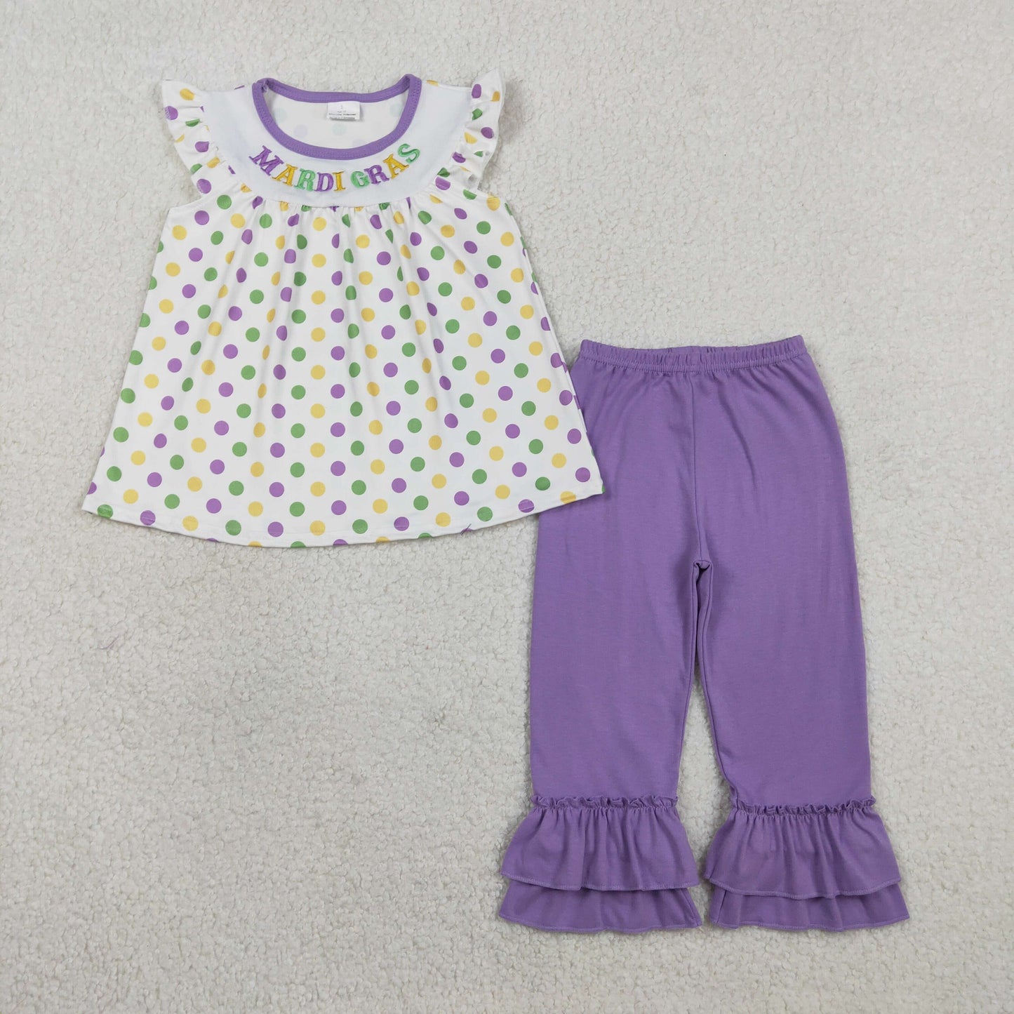 Mardi Gras embroidery long-sleeved Girls Set GSPO2205