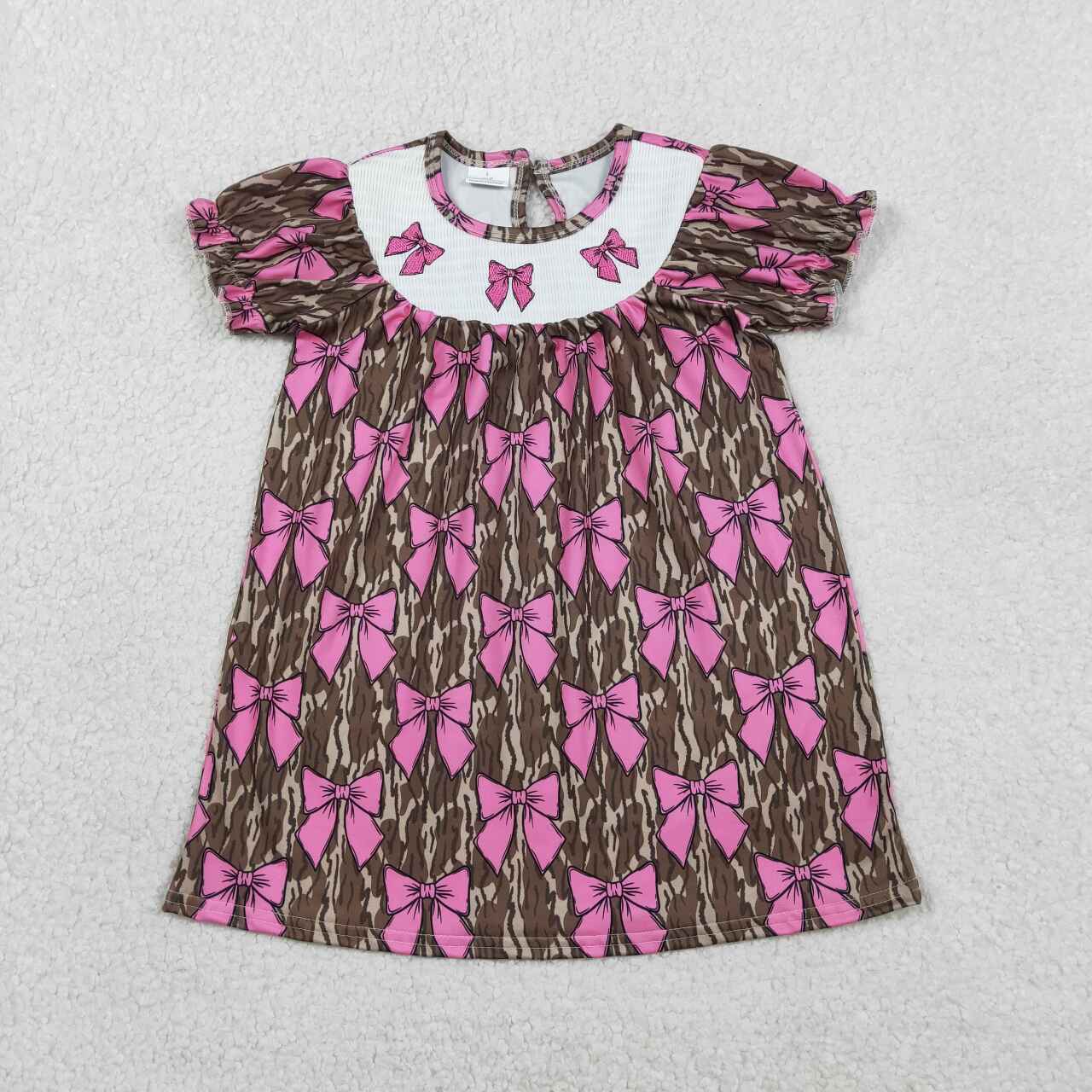 Camo bow embroidery Girls dress GSD3446