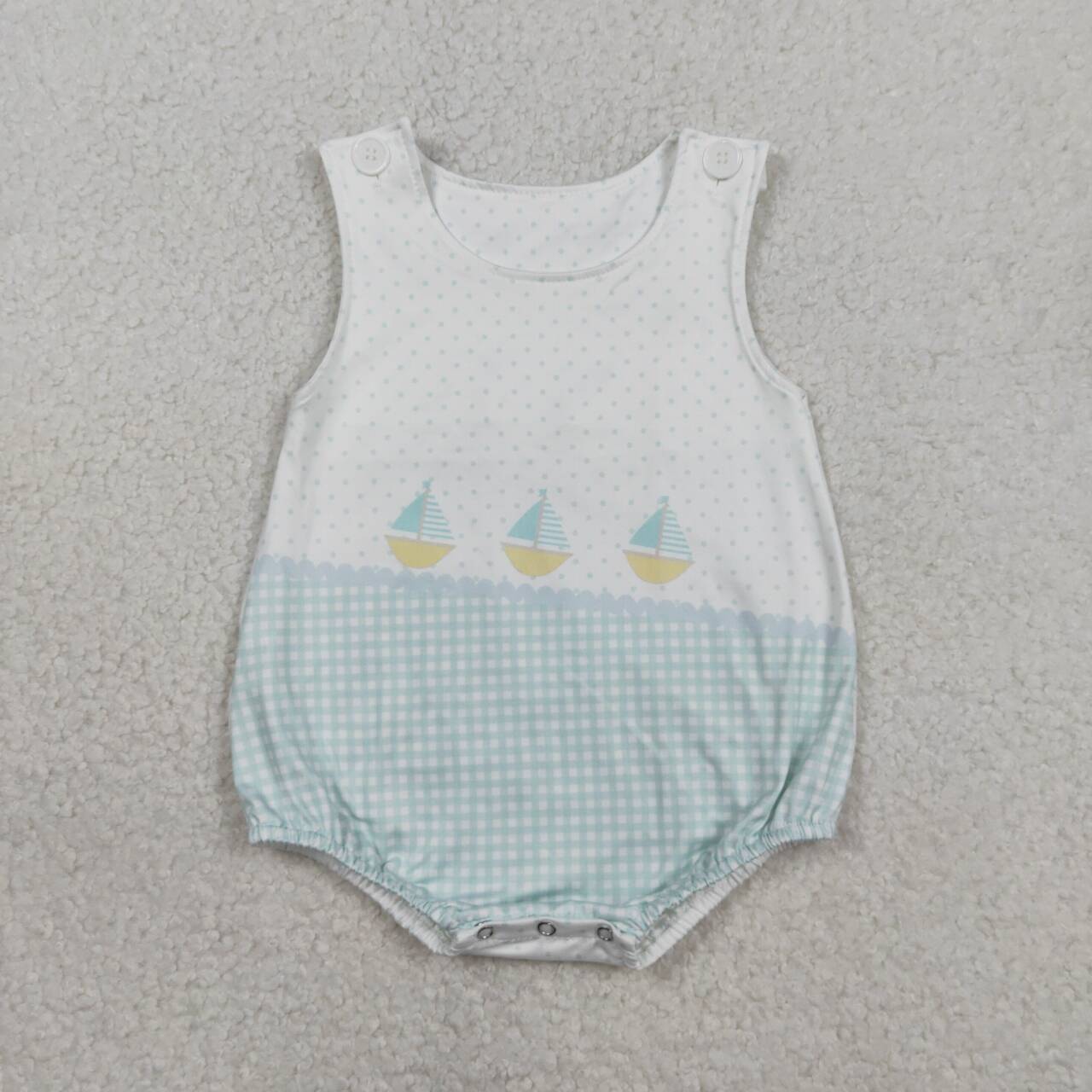 Sailboat Sleeveless Print Baby Romper SR3754