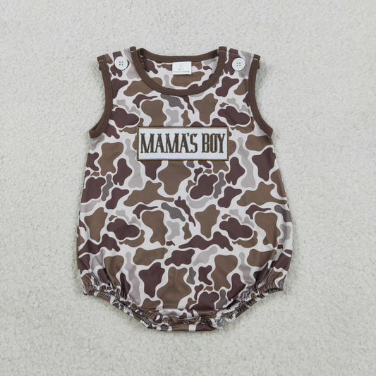 Camo embroidered MAMA'S Boy Baby Romper SR3889
