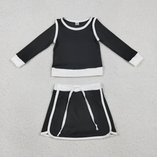 Black Long Sleeve athletic Girls Skort GLD1481