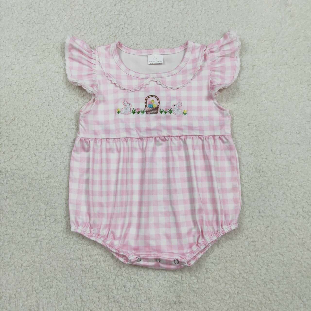 Pink Plaid Girls baby romper SR3314
