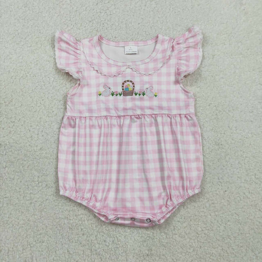 Pink Plaid Girls baby romper SR3314