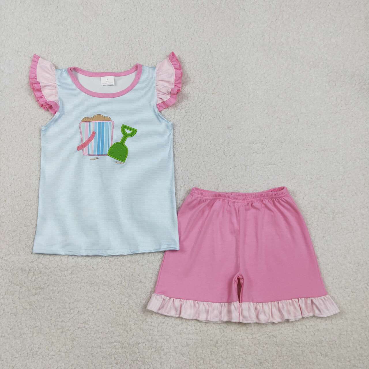 Summer beach embroidered Short Sleeve Girls Set GSSO2991