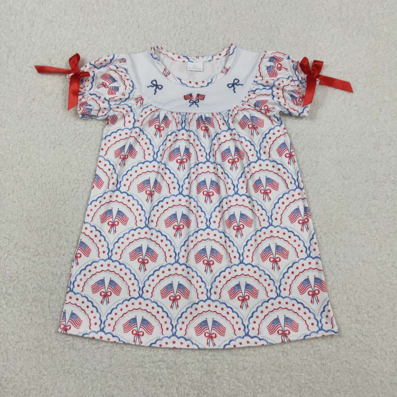 July of 4th Embroidery Bow Girls Dress GSD3525