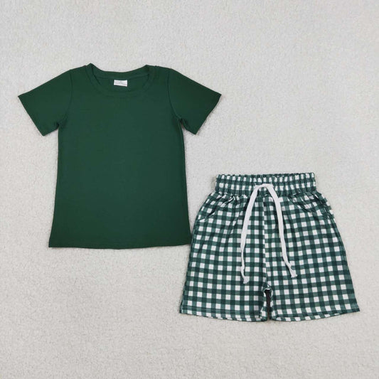 solid Green Short Sleeve Boy Set BSSO1885