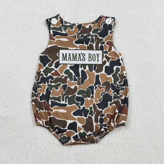Camo sleeveless embroidered mama's boy Baby Romper SR3908