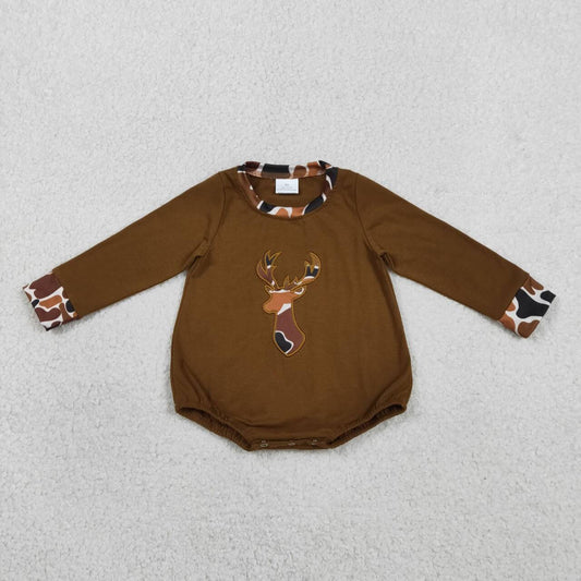 Brown camouflage deer embroidery Baby Romper BT1618