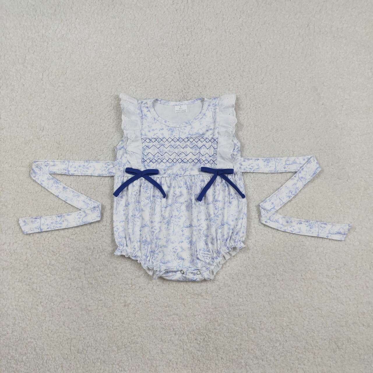 blue flower embroidery Baby Romper SR3219