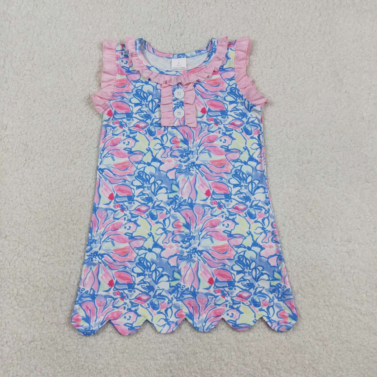 flower sleeveless scallop Girls Dress GSD3627