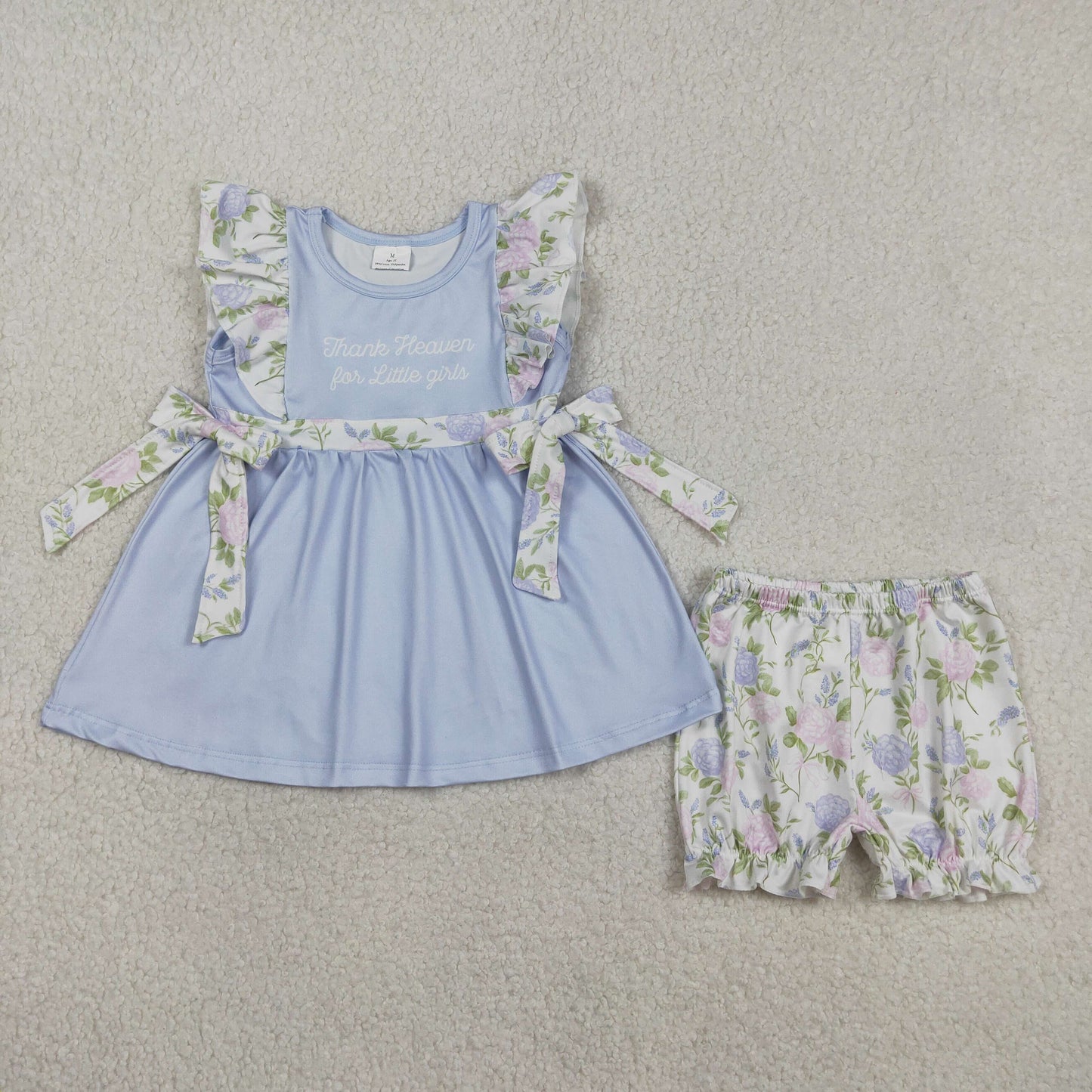 Blue flower thank for little Girls Girls Set GSSO2846