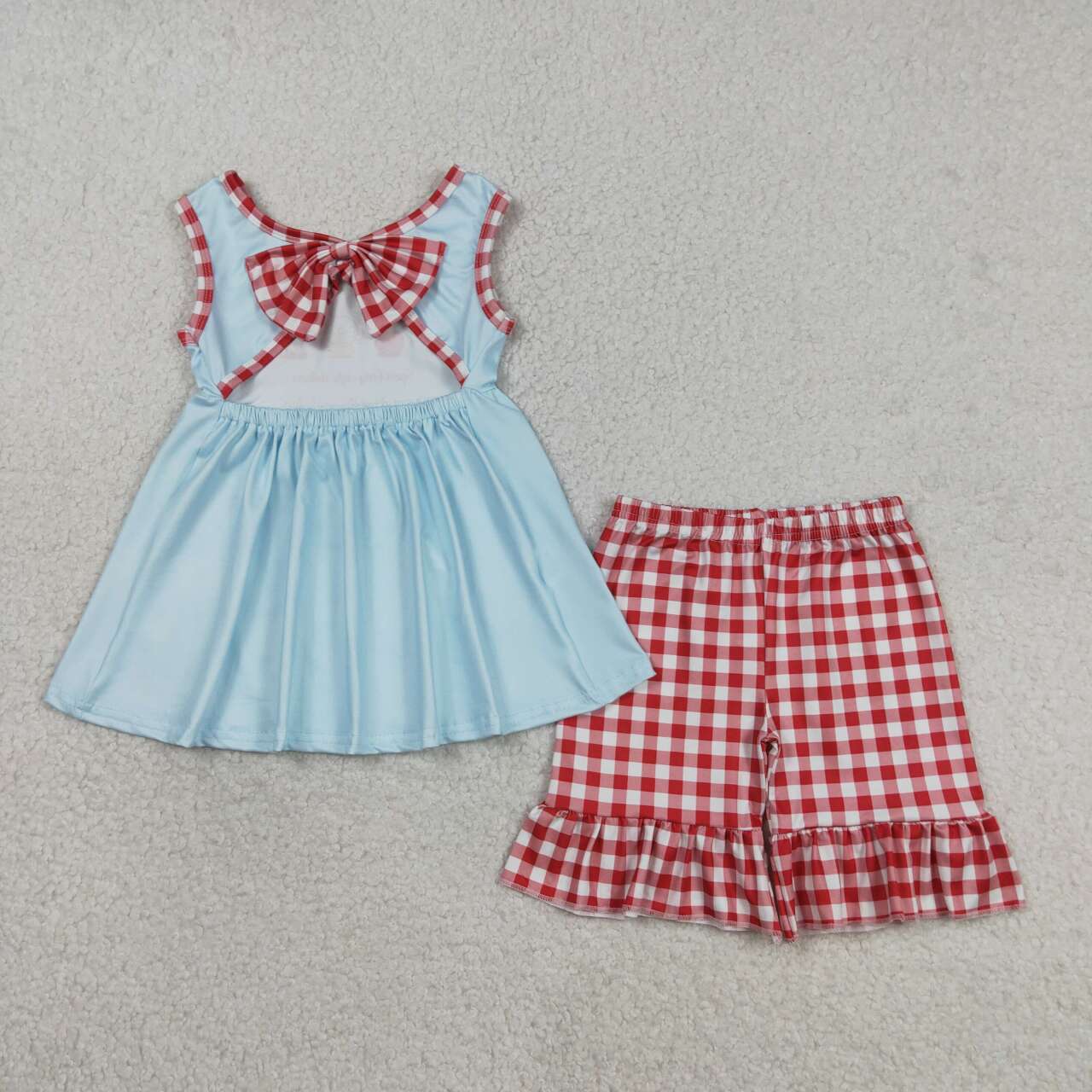 Blue grid Sleeveless Girls Set GSSO2544