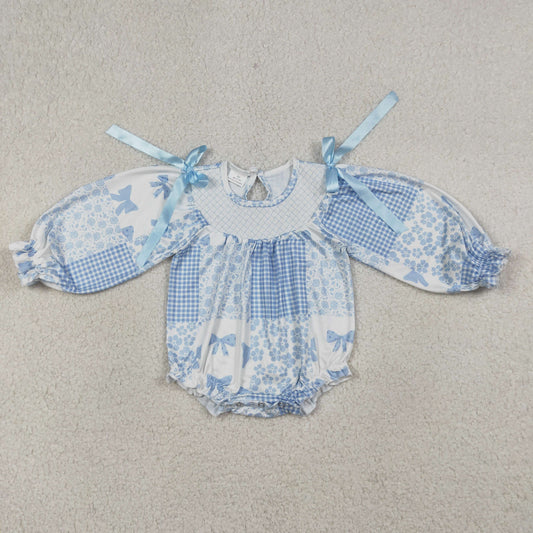 Blue flower Long Sleeve Baby Romper LR2931