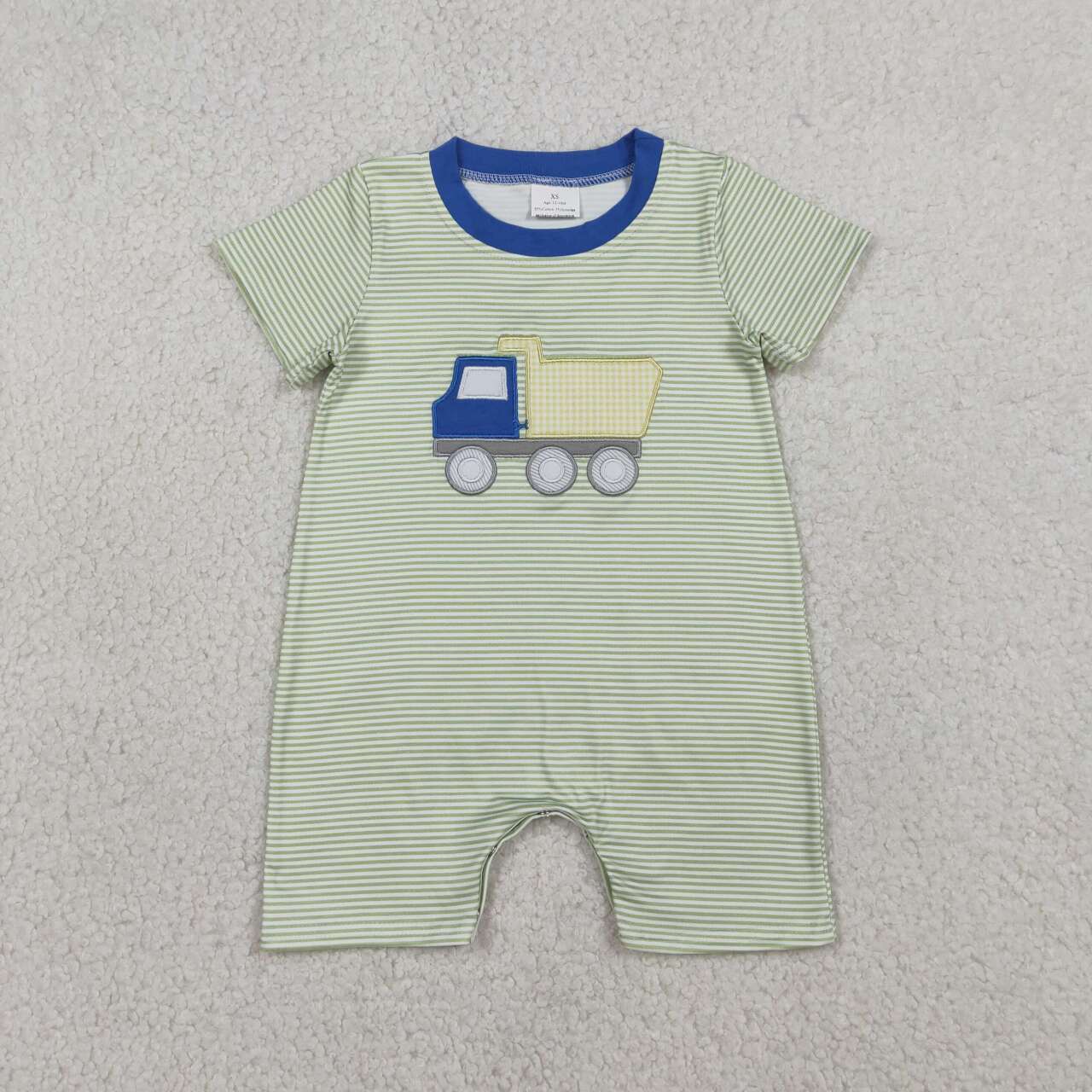 Striped Truck Embroidery Boys' Romper SR3893
