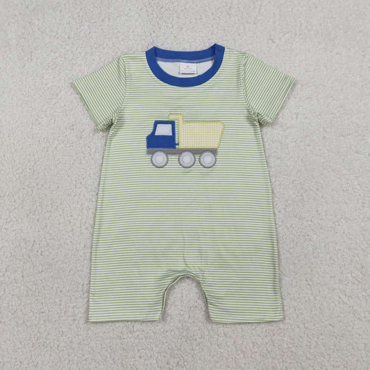 Striped Truck Embroidery Boys' Romper SR3893