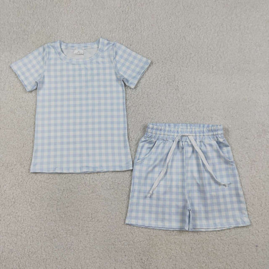Blue Plaid Short Sleeve Boy Set BSSO1896