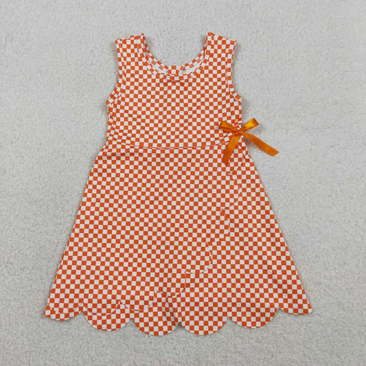 Athletic Orange Scalloped Girls Dress GSD3427