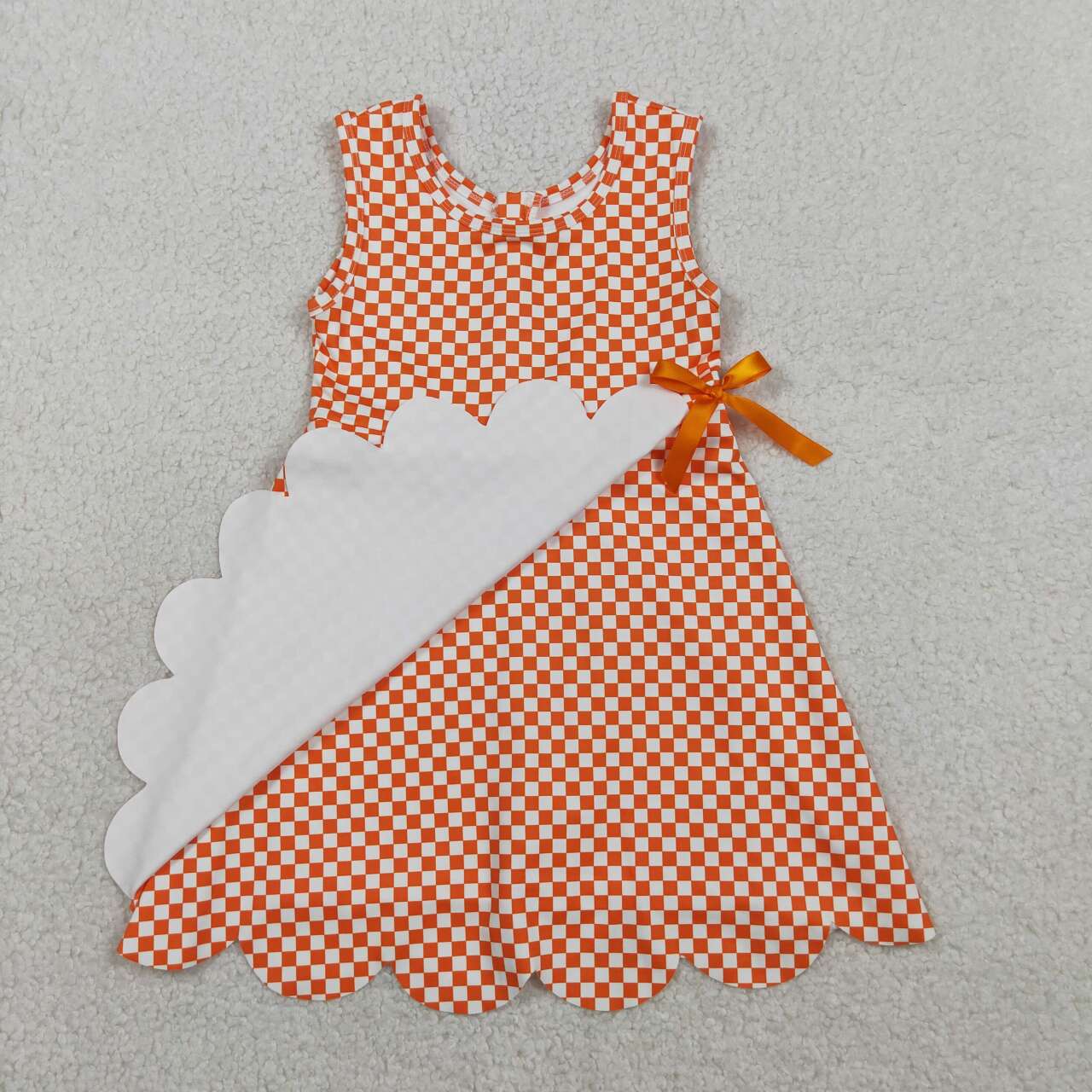 Athletic Orange Scalloped Girls Dress GSD3427