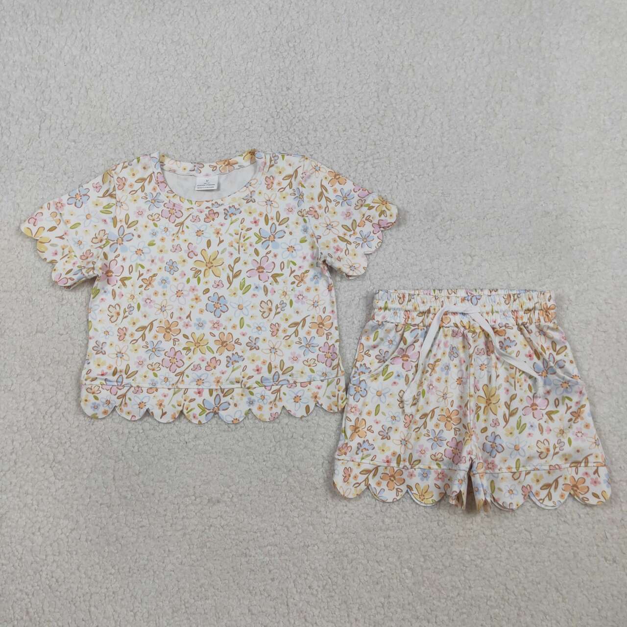 flower scalloped edges Short Sleeve Boy Set GSSO3268