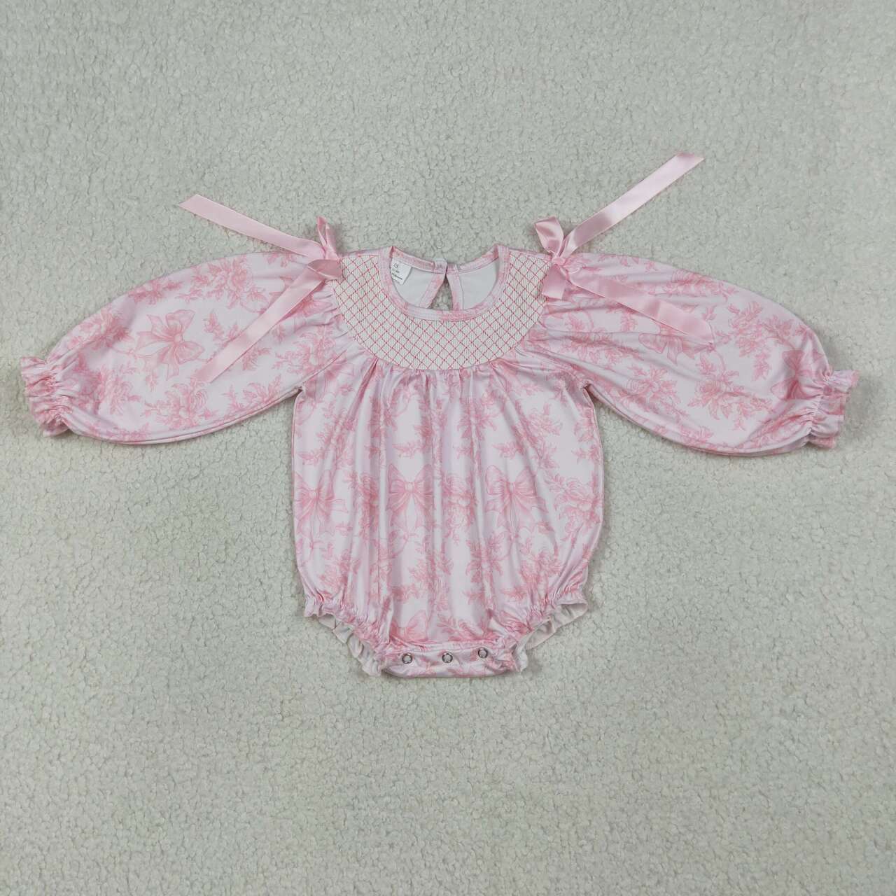 Pink Embroidered Long Sleeve Baby Romper LR2932