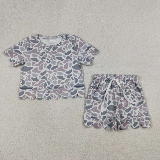 Grey Camo scalloped edges Short Sleeve Boy Set GSSO3226