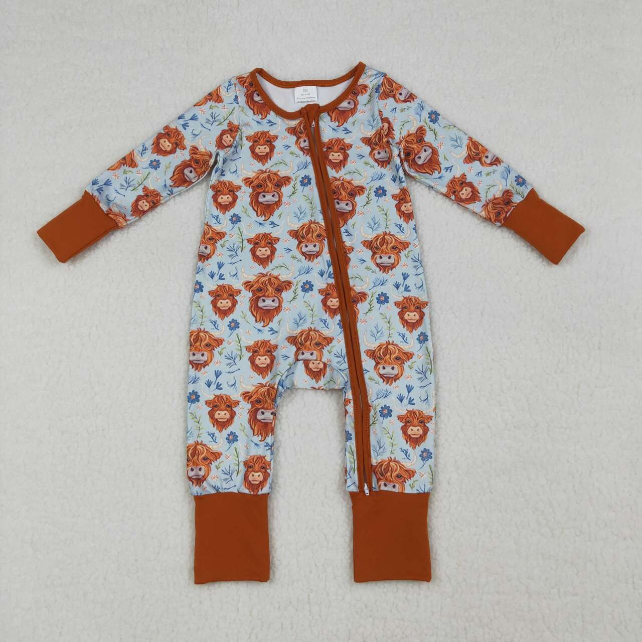 flower Highland Cow Baby Romper LR1787