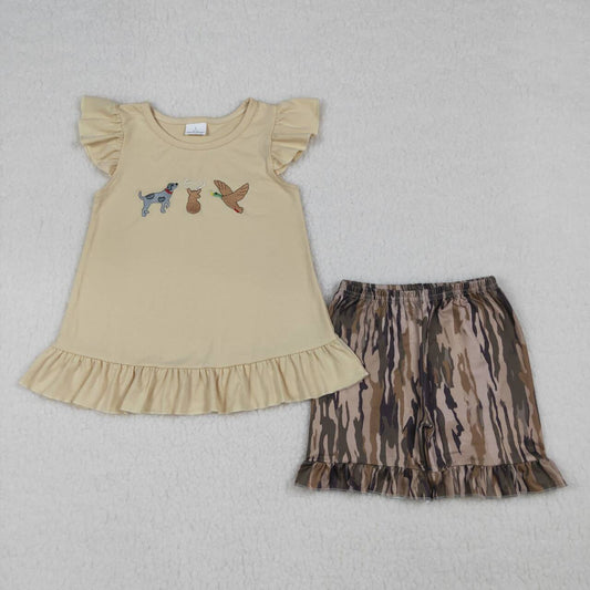 Duck Dog Embroidery Girls Set GSSO335