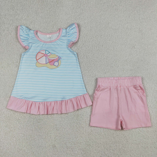 Beach Embroidery Girls Set GSSO3109