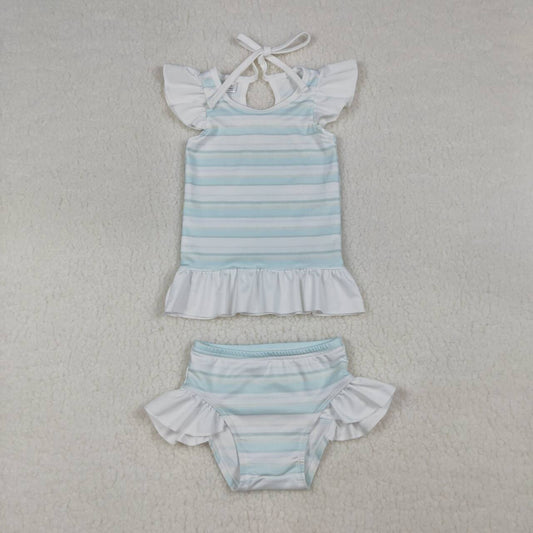Stripe 2pc girls summer Swimsuit S0652