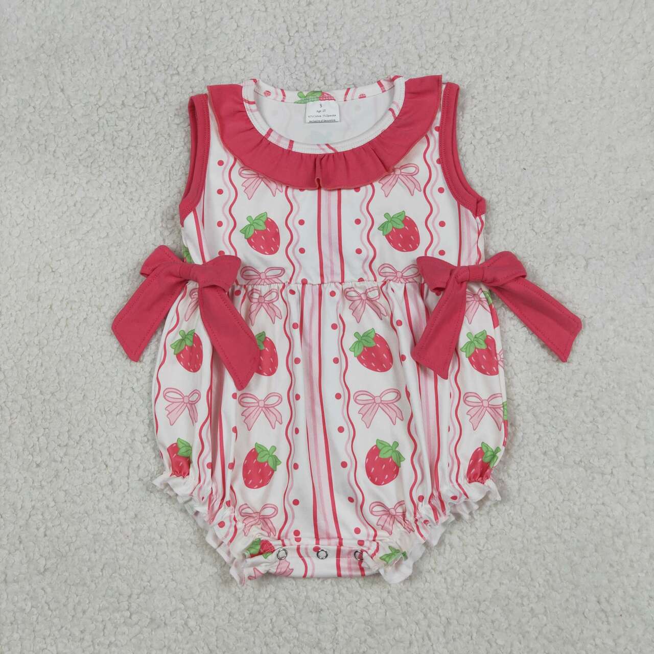 Pink Strawberry Sleeveless Baby Romper SR4011