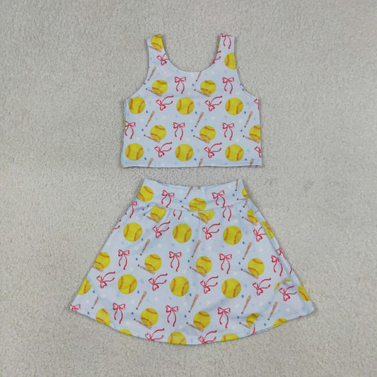 Atheltic Baseball Bow Girls Skort Outfits GSD3836