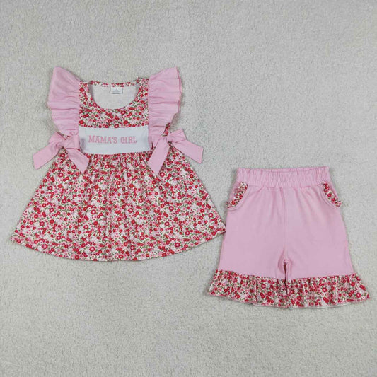 Flower Embroidery Mama Girls Print Girls Set GSSO3131