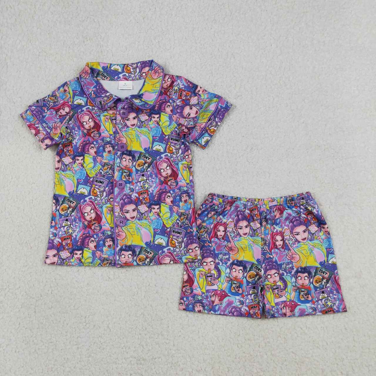 Purple Cartoon Short sleeve Pajamas GSSO3087