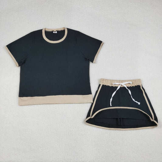 Women's Black Short Sleeve Set GSD3954