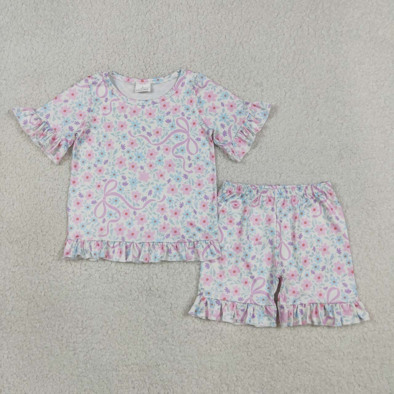 Purple flower Short Sleeve Boy Set GSSO3322