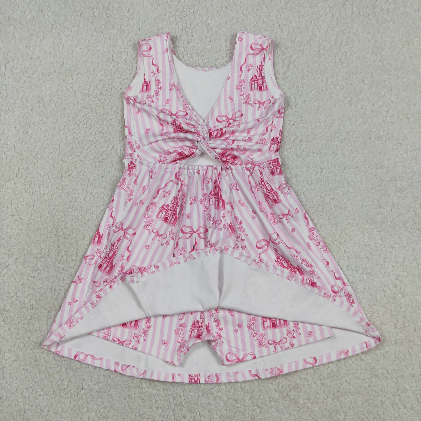 Athletic Pink Castle Bow Sleeveless Girls Dress GSD3815
